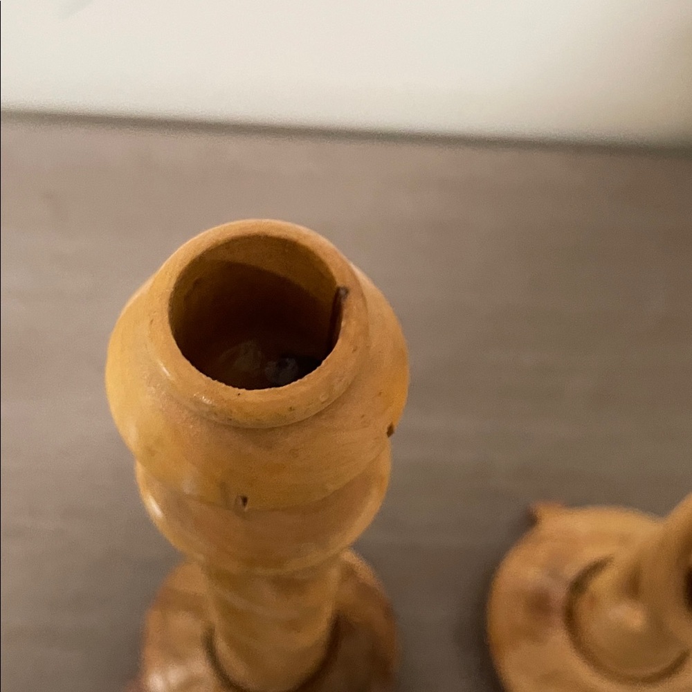 Artisan Twisted Wooden Candle Holders - Tan - Picture 11 of 13